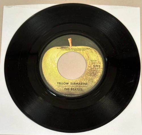 The Beatles, Yellow Submarine 45 Record, VG+, Apple Records
