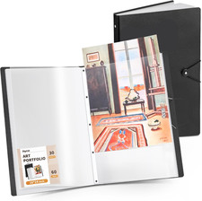 Art Portfolio Binder 18"X24",30 Pockets Art Folder with Clear View Pages, 60 She