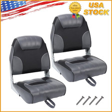 Folding Low Back Boat Seats 2 Pack, Fishing Boat Captain Chairs Sponge Padded
