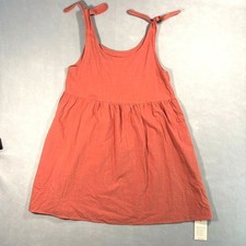 NEW Coral Orange Tie Shoulder Babydoll Mini Dress Pockets Boho Lagenlook
