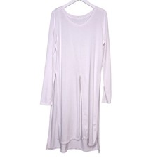 Gap White Midi Dress M Long Sleeve Coverup Crew Neck Front Side Slits