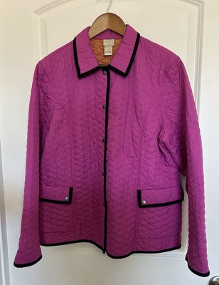 Sigrid Olsen Sport Jacket Extra Large Snap Up Quilted Pink Orange Vintage