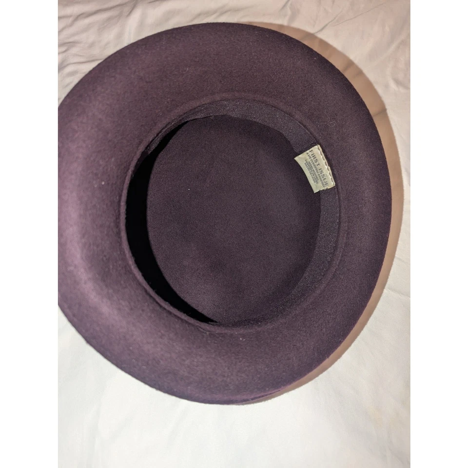 Sombrero de lana de fieltro vintage Liz Claiborne primera edición con cinta floral grande Foto 4 de 4