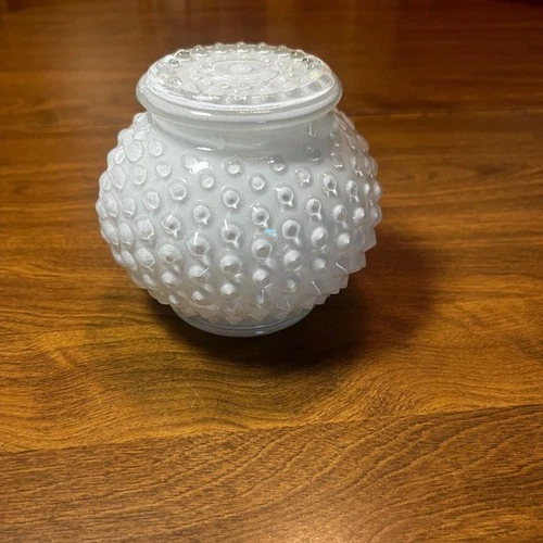 Vintage Hobnail White Milk Glass Ceiling Shade Light Cover Vase 3" Base