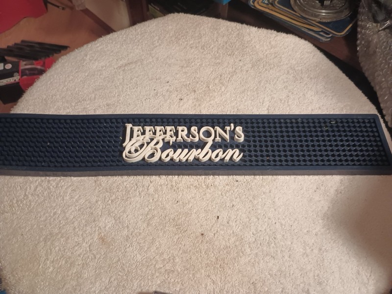 Jefferson’s Bourbon Bar Rail Mat Black/White 3.5”x 21" BRAND NEW
