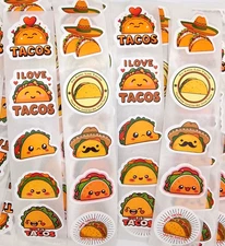 30 Taco Stickers/Mexican/Food/Scrapbooking/Planners/Crafts/Journals/1 inch