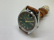 Seiko 5 vintage watch Japan made automatic Green Dial, Day Date, 21 Jewels