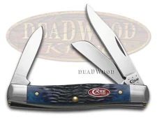 Case xx Knives Med Stockman Jigged Navy Blue Bone Stainless Pocket Knife 07049
