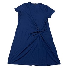 Banana Republic Large Side Twisted Shift Dress Blue Crew Neck Short Sleeves S55
