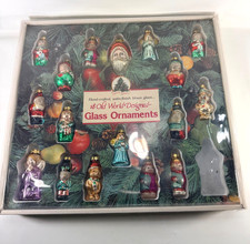 Old World Designed 17 Glass Blown Satin-Finish Xmas Ornaments w/the Original Box