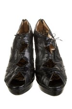 Prada Black Leather Cut Out Platform Shoes  women 38.5