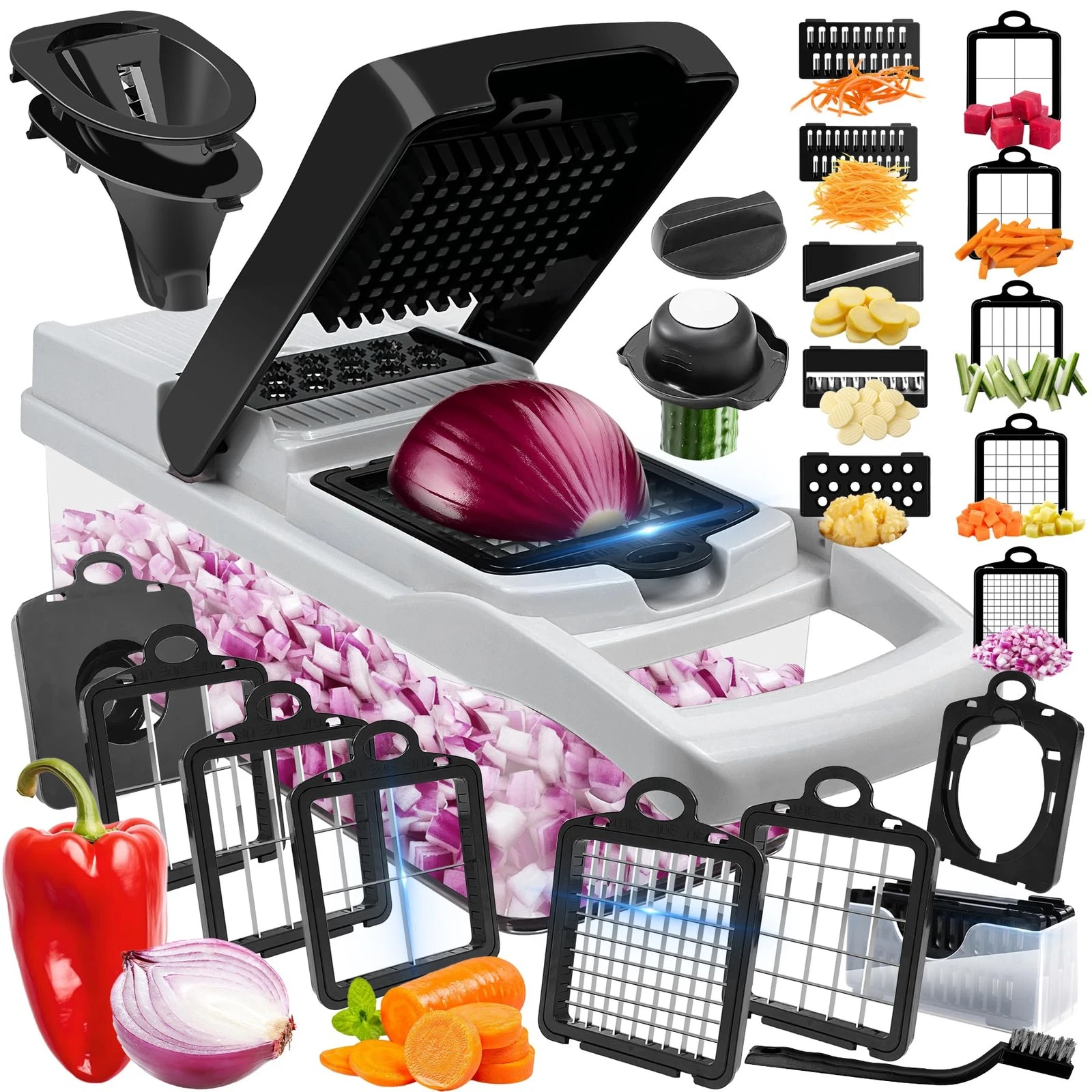 Vegetable Chopper, 10 Blades Slicer Onion Dicer, Multi 23-in-1 Veggie Mandoli...