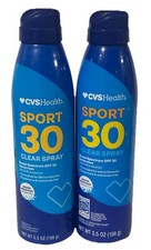 Lot of 2 CVS Sport Clear Spray Sunscreen SPF 30 - 5.5oz Exp: 03/27, 03/28 3.63 per gallon