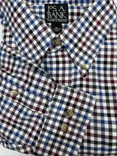 Jos A Bank Traveler Collection Multicolored Checked Business Shirt Size XL