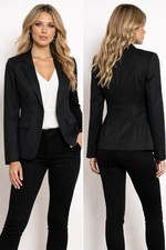 Women s Black Tailored Blazer Jacket L V Girl Single Button Career Office Size M