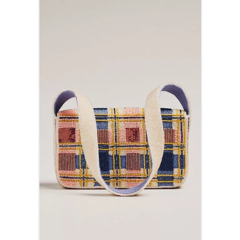 NUEVO Bolso Anthropologie Fiona Cuentas Edición Geométrica Rosa Guinga Foto 3 de 4