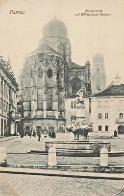 Passau/Bayern Germany - Residenzplatz mit Wittelsbacher Brunnen~Photo POSTCARD