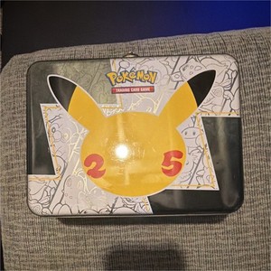 Pokémon TCG Pikachu 25 Train On Metal Tin Black Yellow Gray Red