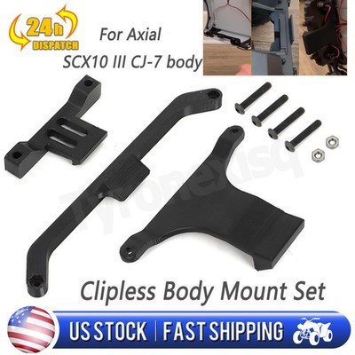 Clipless Body Mount Black Set For Axial SCX10 III Platform with CJ-7 body
