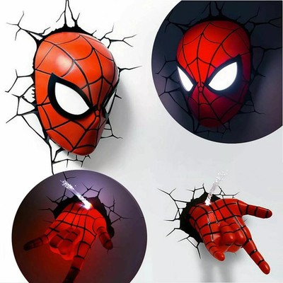 Wall Decor Avengers Spider Man Kopf und Hand LED Night Light Lamp X mas Toy sale