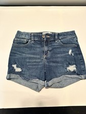 Abercrombie Kids Girls Distressed Ripped Jean MIDI Shorts Size 15/16