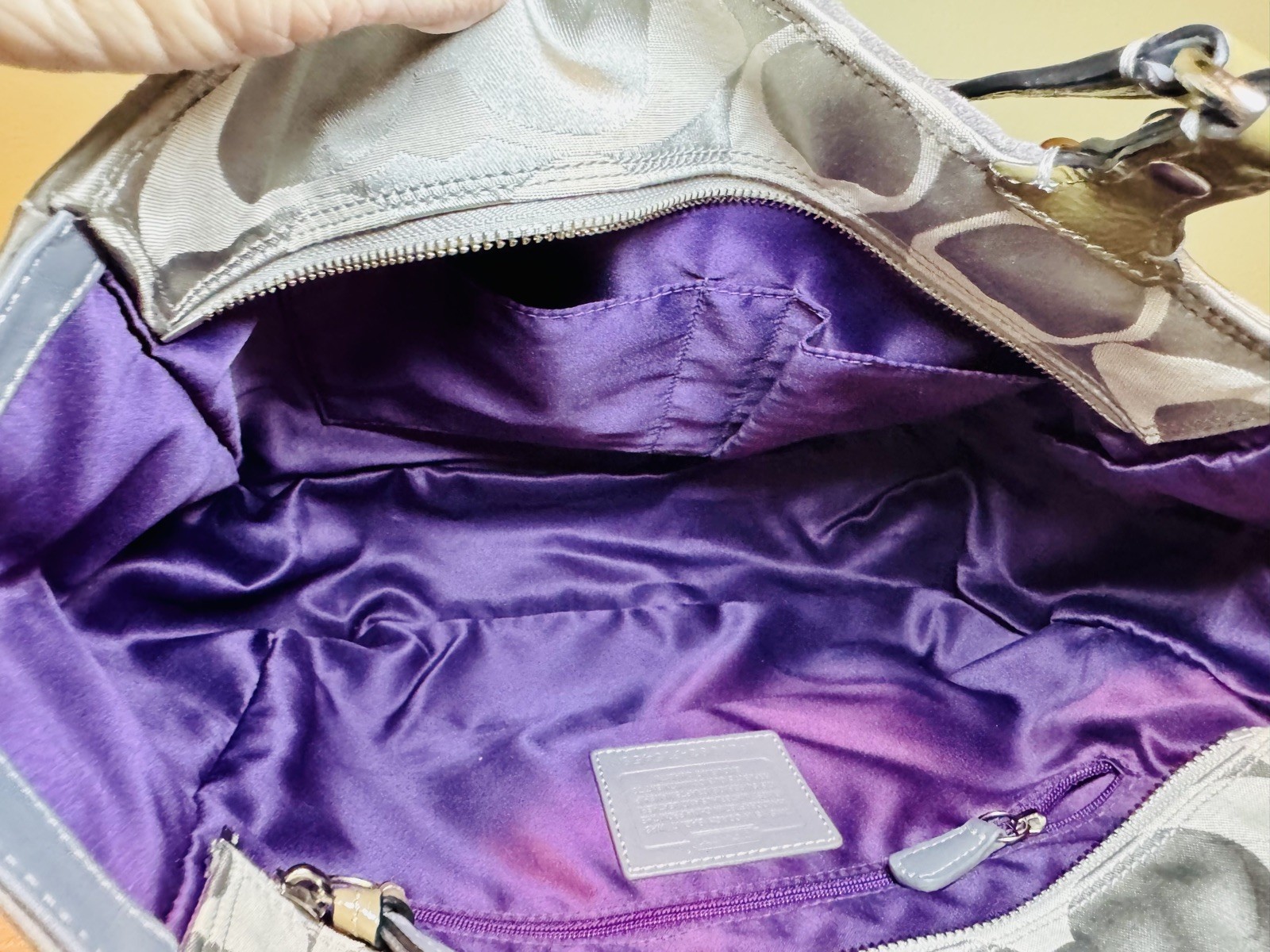 Coach Gray Pieced Patchwork Leather Suede Shoulde… - image 7