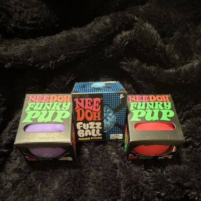 Authentic Schylling NeeDoh   2 Funky Pups & Fuzz Ball Flower Power Squishy Lot