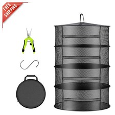 4 Layer Mesh Hanging Herb Drying Net with Zipper and Hook - 2ft Size