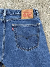 Levis 505 Jeans Mens 36x32 Blue Regular Fit Straight Leg Med Wash Classic