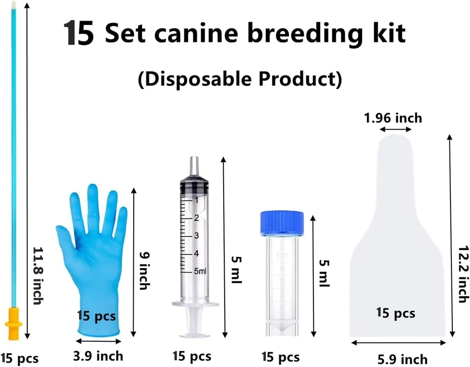 Juego de 15 AI Kit de cría de perros de inseminación artificial Kit de cría canina Semen de perro Foto 3 de 4