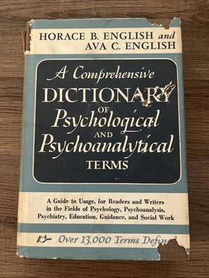 A Comprehensive Dictionary  Of  Psychological And Psychoanalytical Terms Horace