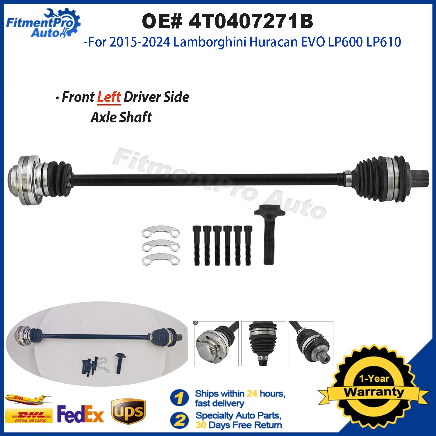 Lamborghini Huracan EVO Front Left Axle shaft P/N 4T0407271B