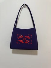 Red Hat Society Purple Purse Embroidered
