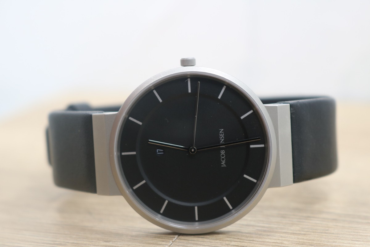 Jacob Jensen Dimension 880 Matte Black Dial Leather Swiss Quartz