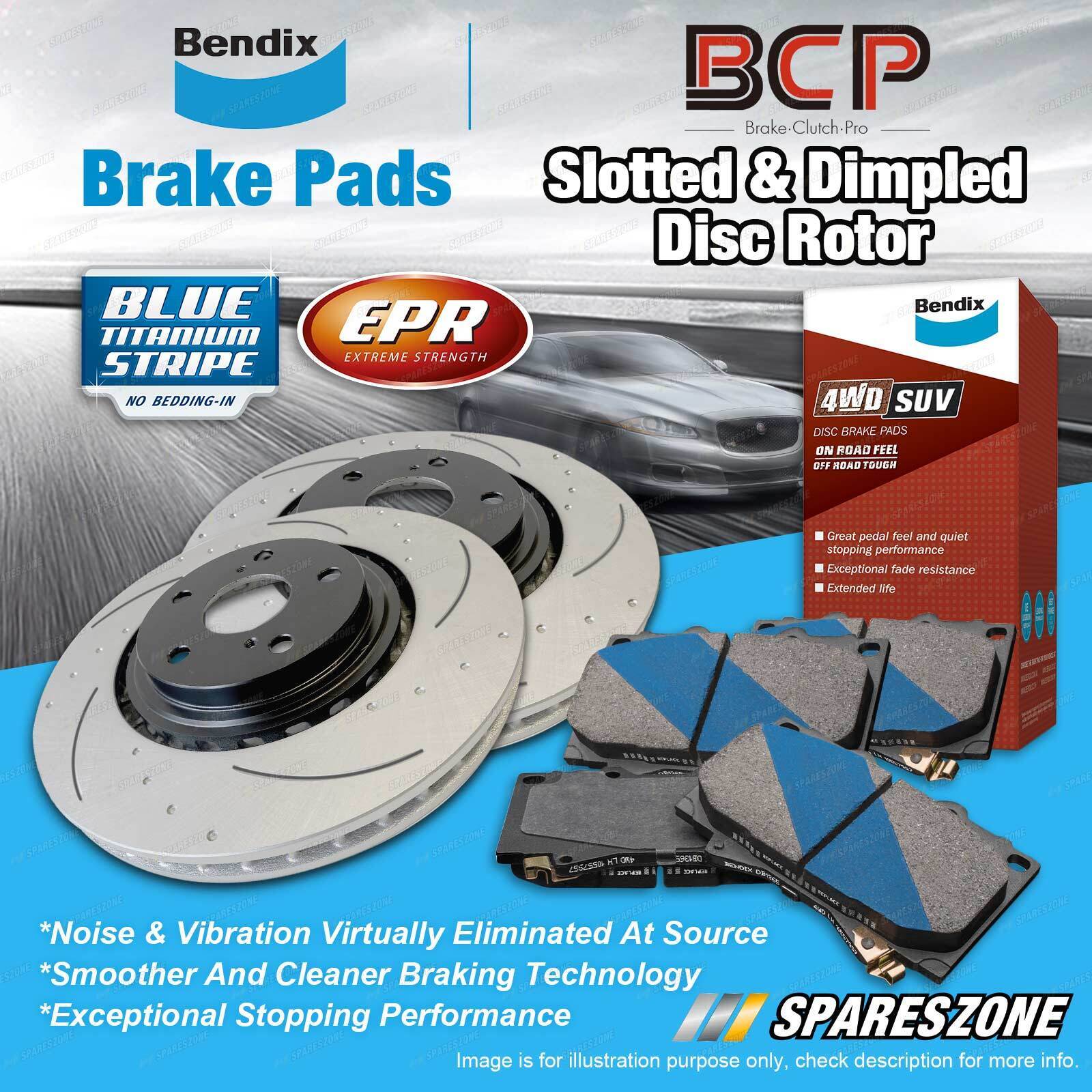 Rear Slotted Rotors + Bendix Brake Pads for Lexus RX 350 GGL15 3.5L