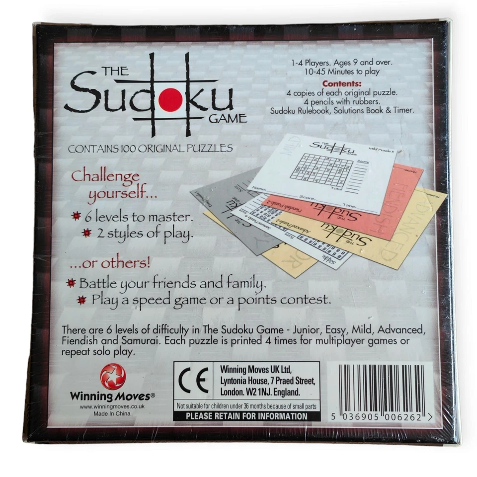 The Sudoku Game - Contains 100 Original Puzzles - Winning Moves - New & Sealed - Image 2 of 3