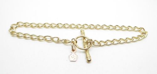 Clogau Gold 9ct Yellow & Rose Gold T-Bar Charm Bracelet 7 3/4''.