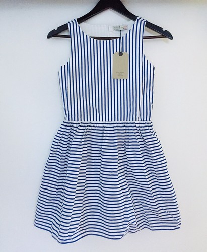 Zara Girls Blue \u0026 White Striped Flared 