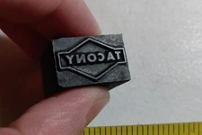 Vintage Letterpress Printing Block TACONY Advertising Logo