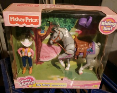 2010 Mattel Fisher Price Loving Family Riding Fun Lily Gray  Western Pony MIB