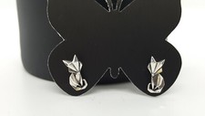 925 sterling silver geometric fox stud earrings