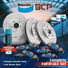 F + R Slotted Disc Rotors Bendix Brake Pads for Nissan 370Z Z34 3.7L 2009-On