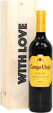 Campo Viejo Red Wine 75cl in a With Love Valentines Celebration Wooden Gift Box
