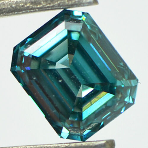 Colgante solitario diamante en forma de esmeralda color azul tratado 14 k VS2 1,01 quilates - Imagen 2 de 4