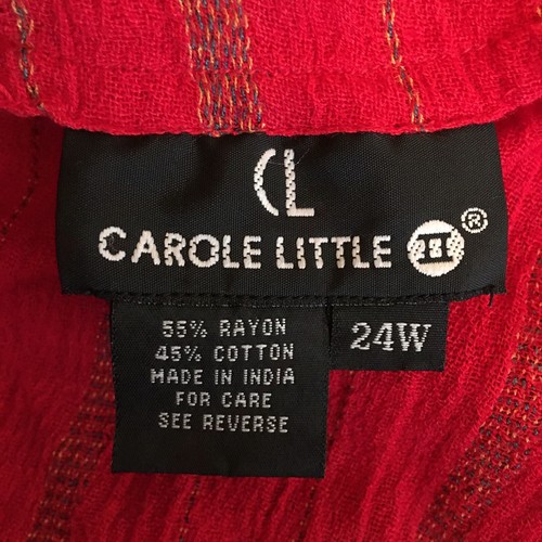 Cárdigan de kimono frontal abierto tejido Carole Little rojo vintage años 90 para mujer 24 W - Imagen 6 de 7