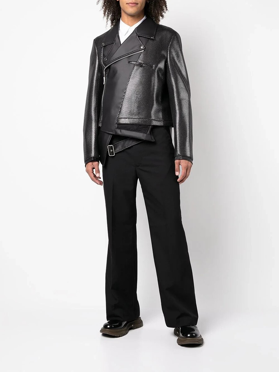 comme des garçons homme leather jacket COMME DES GARCONS HOMME PLUS FAUX LEATHER MESH BIKER JACKET