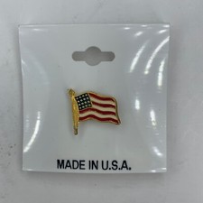 Waving US American Flag Lapel Pin Stars Stripes 5/8" Red White Blue Made In USA