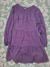 Old Navy Women's Size M Medium Purple Plum Dress Embroidery Pockets Fall Winter