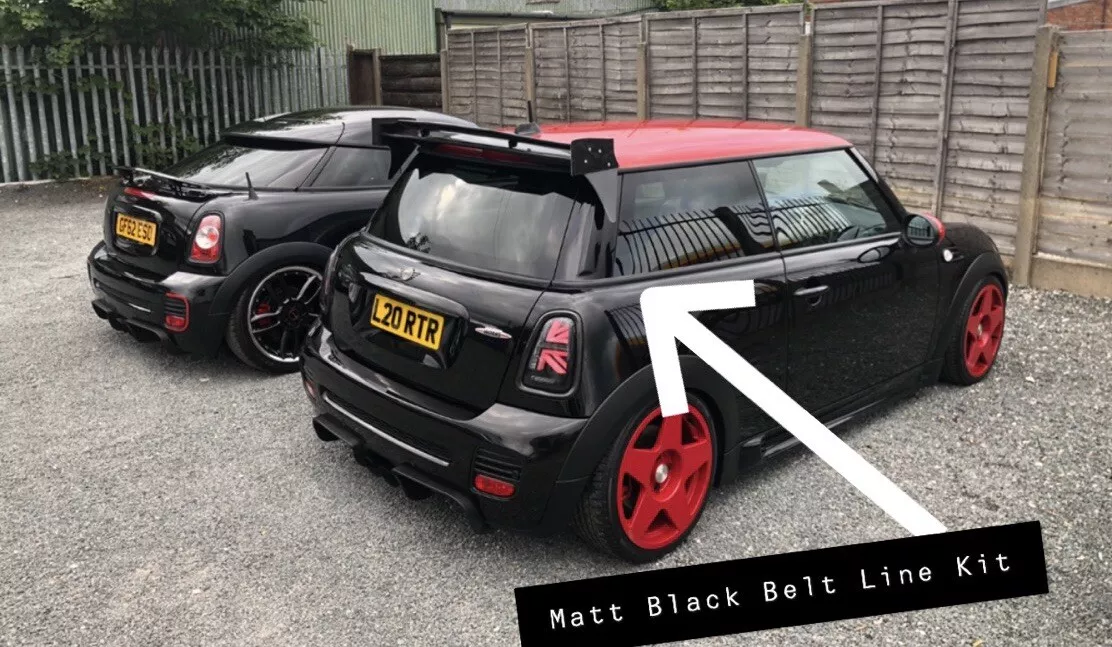 MINI GEN 2 MATT BLACK BELT LINE KIT R56 R55 R58 R59 Window Trim Vinyl De Chrome