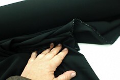 Georgette de Soie Lycra Noir Haute Couture - Coupon de 35 Mètres pour Créations Luxe